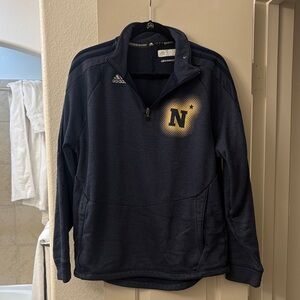 Navy Adidas Dark Blue Half-Zip Pullover with Logo